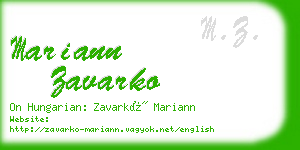 mariann zavarko business card